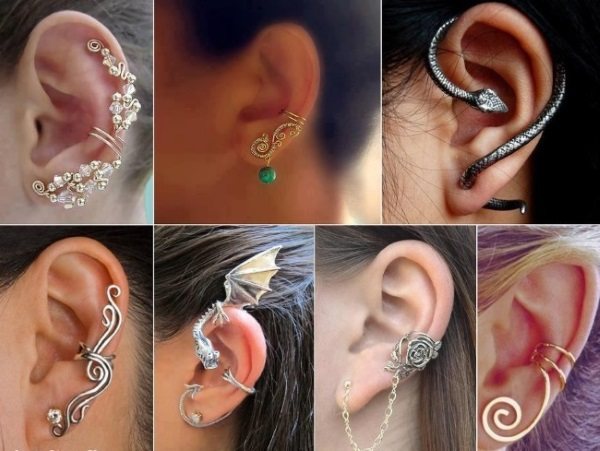 Каффы серьги на уши из золота, серебра, проволоки. Как носить украшение, как сделать каффы своими руками. Мастер класс