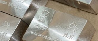 Стоимость платины в России