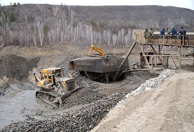 Участок золотодобычи предприятия «Нергеопром» в Нерчинском районе Забайкальского края